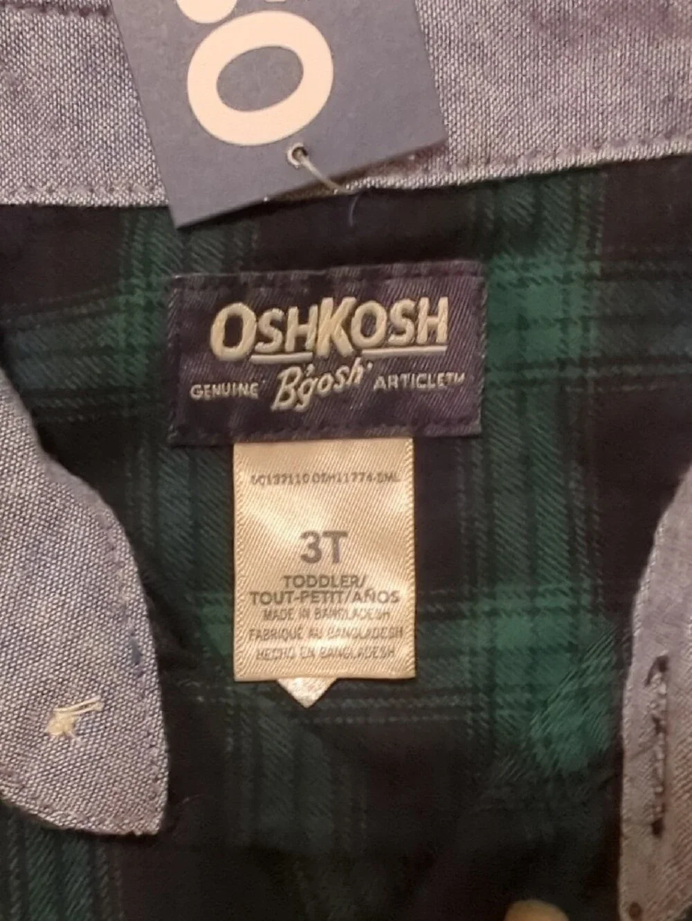 OshKosh B'gosh Dark Green & Black Plaid Button-Down Shirt